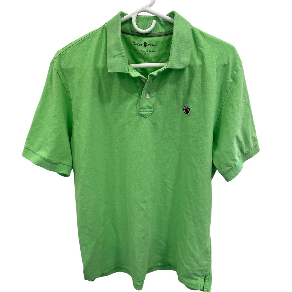 Southern Proper Mens Polo Shirt Large Lime Green Cotton‎ Stretch S/S
